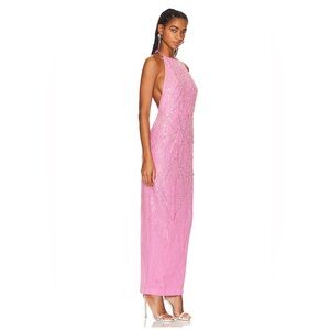 Pink Beaded Halter Maxi Dress